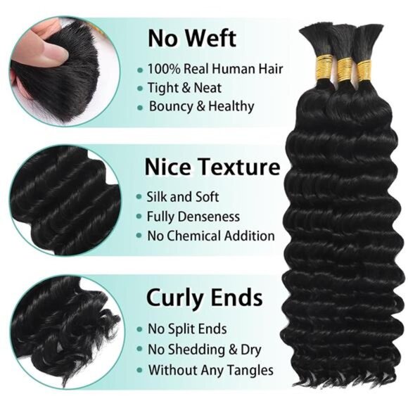 Human Braiding Hair for Boho Braids Human 110g 20 Inch Curly Boho Hair - Picture 2 of 7
